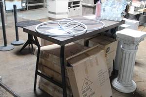 lot 152 image: Faux Wood TopMetal Bar Table