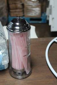 lot 157 image: Lot of (1 Case) TableCraft Straw Holder, Chrome Plated Lid 6-count