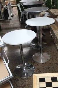 lot 168 image: Lot of (2) 23-12 Pressed BoardMetal Adjustable Height Pedestal Table