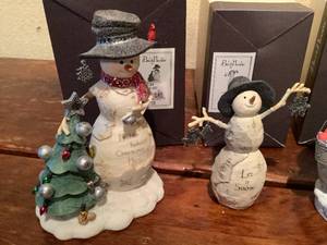 5 BirchHearts Snowman figurines