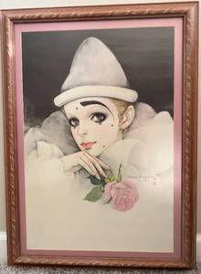 lot 4 image: Mira Fujita Signed Print - Clown in White with Rose