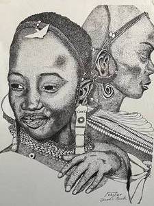 lot 53 image: Black and White Pointillism Print Signed Frank Feaster