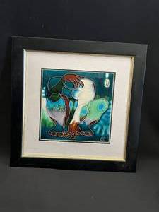 lot 44 image: Framed Ceramic Raised Art Tile