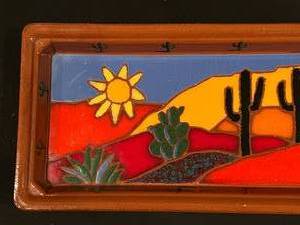 lot 95 image: Southwest Painted Terra Cotta Platter - Signed Betty