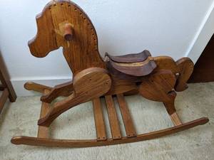 lot 67 image: Charming Childs Wooden Rocking Horse