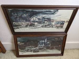 lot 99 image: Pair of Framed Prints by Ken Ebert, Artist Specializing in Fine Art and Automotive Art
