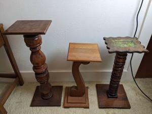lot 72 image: Trio of Unique Wooden Pedestals