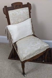 lot 14 image: Antique Upholstered Chair with Matching Pillow