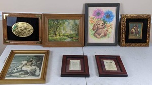 lot 24 image: 7 Piece Lot of Framed Art in a Variety of Sizes and Styles