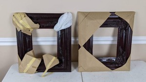 lot 103 image: Pair of Matching Ornate, Carved Dark Wood Frames, 17 x 19