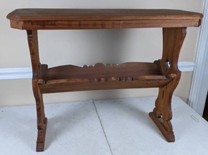 lot 121 image: Walnut Entry Table with Storage Underneath
