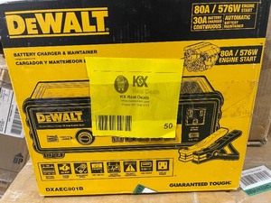 DEWALT 30 Amp Automotive Portable Car Battery Charger with 80 Amp Engine Start and Alternator Check