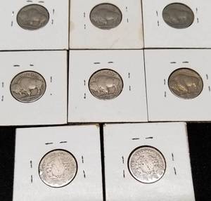 GROUP OF 8 US NICKELS 6 BUFFALO 2 LIBERTY AS PICTURED