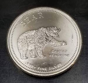 1 TROY OZ .999 FINE SILVER BULL VS BEAR