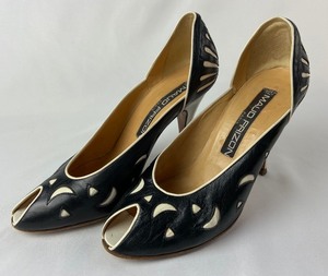 lot 19 image: Maud Frizon of Paris Vintage Black and White Leather Heels -  Size 38.5 (US Size 8)