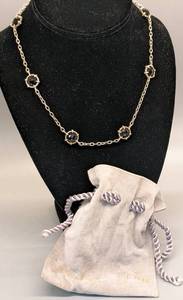 lot 50 image: Judith Ripka Sterling Silver and Black Onyx Gem Choker Necklace with Pouch