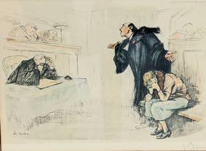 lot 29 image: Vintage Signed Gaston Hoffmann Le Tendre Heart Rendering Lawyer - French Engraving Print