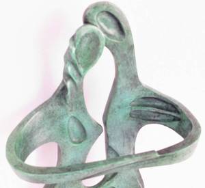lot 18 image: Bosy Signed DANCING COUPLE Modernist Bronze Casting on Marble Base