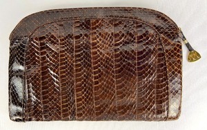 lot 63 image: Vintage Morris Moskowitz Brown Reptile Skin Clutch