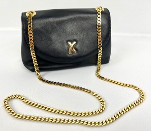 lot 65 image: Paloma Picasso Small Deep Navy Leather Chain Link Cross Body Bag
