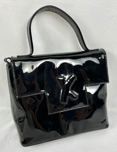 lot 66 image: Paloma Picasso Small Black Patent Hand Bag