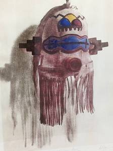 lot 81 image: Large William Matthews HOPI POWER KACHINA MASK Signed L.E. Intaglio Print in Frame- 3 Ft Tall