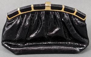 lot 120 image: Black Finesse La Model Patent Leather Clutch with Chain