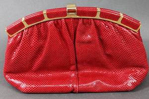 lot 121 image: Red Finesse La Model Patent Leather Clutch with Chain