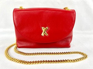 lot 36 image: New Paloma Picasso Red Leather Chain Link Crossbody Bag