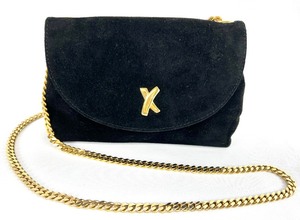 lot 37 image: Paloma Picasso Black Suede Chain Link Crossbody Bag