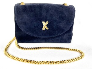 lot 125 image: Like New Paloma Picasso Deep Navy Suede Chain Link Crossbody Bag