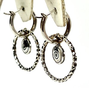 lot 127 image: John Hardy 925 Sterling Hammered Interlink Drop Earrings