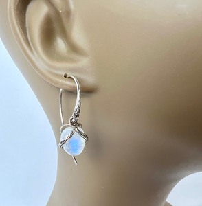 lot 128 image: Rare John Hardy 925 Sterling-Wrapped Rainbow Moonstone Earrings