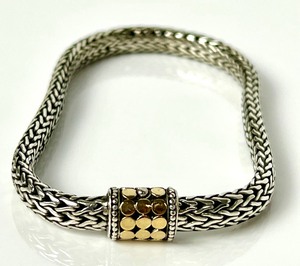lot 131 image: Vintage John Hardy 925 Sterling18K Gold Classic Dot Station Bracelet