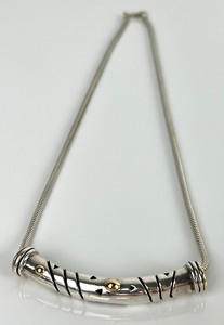lot 135 image: Rare John Atencio SS18K Long Floating Pendant on a Sterling Silver Rope Chain