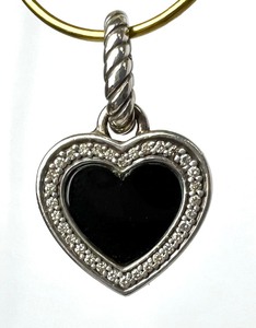 lot 2B image: Vintage David Yurman 925 Sterling Black OnyxDiamond Heart PendantCharm