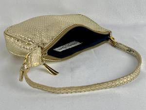 lot 96 image: Vintage Ashley Platino Metallic Gold Snakeskin Shoulder Bag by Donald J. Pliner