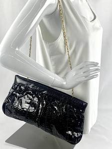 lot 97 image: Vintage Lou-Ran Originals Snakeskin Deep PurpleNavy ClutchHandbag