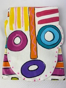 lot 173 image: Third St. Hand Painted Leather Purse - Art Pop Deco Cross Body  Fold Over