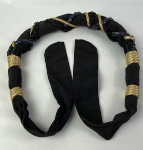 lot 177 image: Vintage Black Scarf  Fabric Belt with Gold and Black Beads