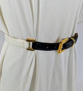 lot 142 image: Cache Black & White Belt with White Charter Club Leather Gloves
