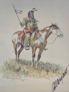 lot 67 image: The Nomad Framed Print, Hand Signed by the Artist, Olaf Wieghorst - 1925