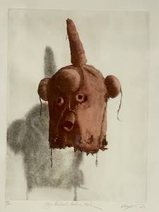 lot 70 image: William Mathews Hand Signed Intaglio Print Hopi Mudhead Kachina Mask #4780