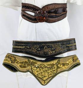lot 145 image: Three Unique Vintage Real Leather Belts