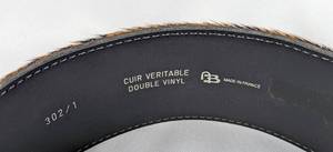 lot 147 image: Vintage Designer Real Leather & Calf Hair Leopard Print Belt- Made in France