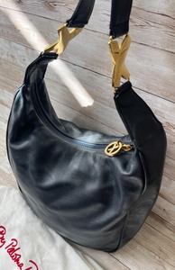lot 32 image: Vintage Paloma Picasso Navy Leather Hobo Shoulder Bag