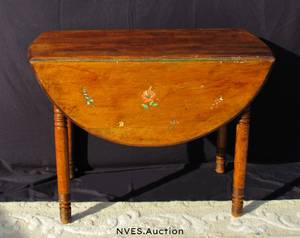 lot 96 image: Vintage Handcrafted Solid Wood Drop Leaf Table