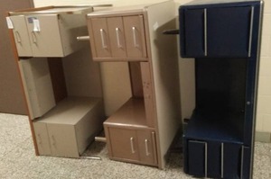 lot 4 image: (3) Desk Metal and Laminate.