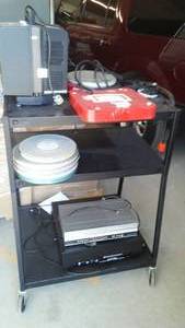 lot 555 image: 3 Tier Rolling Cart with Contents