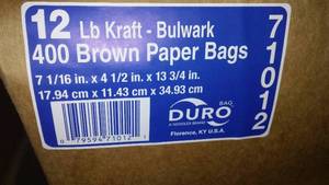 lot 381 image: 12 Lb. Brown Paper Bags (3 Cases)